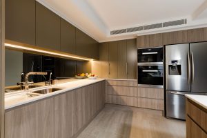 Modern kitchen Surfers Paradise appartment Timber doors