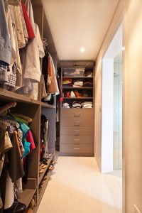 Walk-in wardrobe timber melamine
