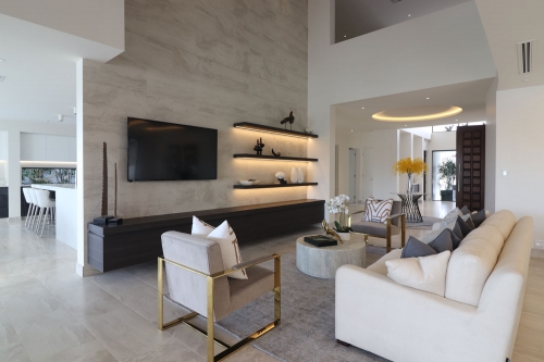 impressive TV cabinet in a brand new modern house on the gold Coast